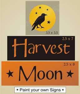 STENCIL Harvest Moon Crow Fall Primitive Halloween Sign  