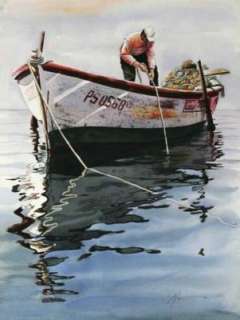 ANDEAN FISHERMAN Watercolor Painting Peru Fine Art Drawings 