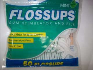 Flossups Gum Stimulator and Pick 2 x 50pc mint Flavor  