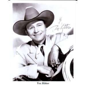 Tex Ritter Young Singing CowboySIGNED 8X10 PREPRINT COA