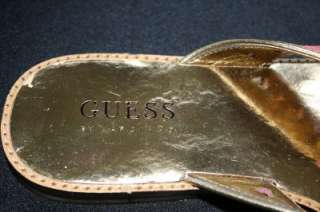 NEW GUESS BOW HEART SANDAL THONG SHOES PINK GOLD 6.5M SALE GIFT  