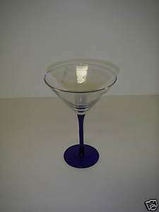 Advertising SKYY Vodka Martini Glass w cobalt Stem Logo  