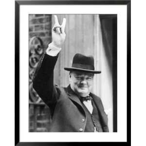 Winston Churchill British Statesman and Author Gives the V Sign in 