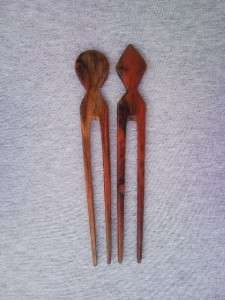 Wooden Hair Fork Stick Pick 2 Prongs Rose Wood HA 06  