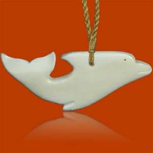 Hawaiian Bottlenose Dolphin Hand Carved Bone Necklace