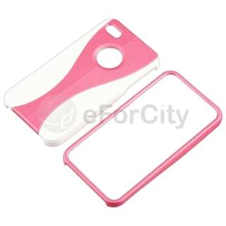Pink/White 3 Piece Cup Shape Hard Case Cover+PRIVACY FILTER for iPhone 