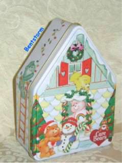 CARE BEARS Christmas Ornament Set House TIN & 3 Bear  