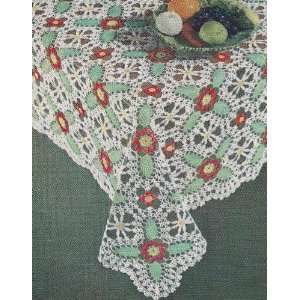 Vintage Crochet PATTERN to make   Rose Flower Leaf Tablecloth Tea. NOT 