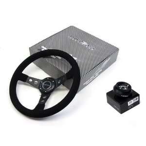 00 10 Ford Focus NRG 350MM Suede Steering Wheel + Hub Adapter Black 