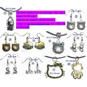 Hello Kitty Earring Gold or Silver Color Two Pairs And a Necklace for 