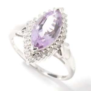    14K White Gold Green or Pink Amethyst & Diamond Ring: Jewelry