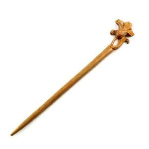   Handmade Boxwood Carved Hair Stick Morning Glory B 6.75 inches Beauty
