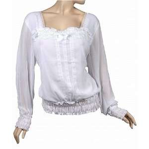  Ladies White Gypsy Long Sleeve Plus Size Shirt Top 3X 