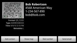 Create and scan barcodes to share full contact information