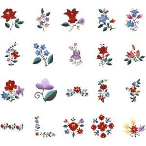  Viking 1+/Rose/Iris Embroidery Card FOLK ART FLOWERS
