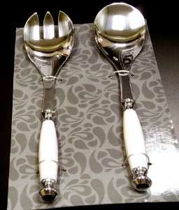 NEW DESIGNER 10 STAINLESS SALAD SERVING SET,fork,spoon  