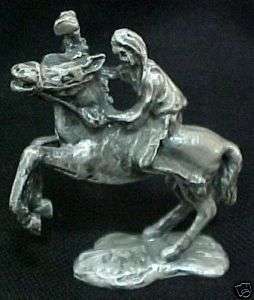 Pewter Horse & Indian Rider Tomahawk Miniature Figure  
