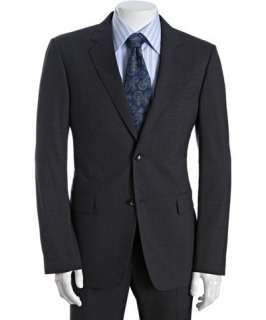 Roma dark blue pinstripe wool 2 button suit with flat front pants