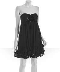  Betsey Johnson black sequin Inkpot babydoll strapless dress 