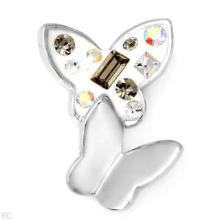 Butterfly Pendant w/ Crystals & Sterling Silver 19mm  