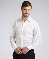 Canali white cotton broadcloth spread collar dress shirt style 