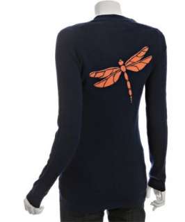 C3 Collection navy cashmere dragonfly v neck cardigan   up to 
