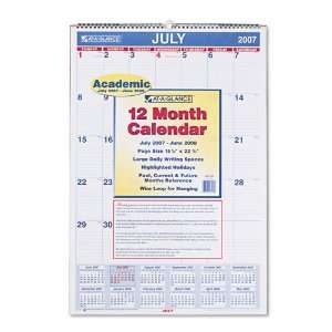    AT A GLANCE   Ruled Daily Blocks Monthly Wall Calendar, July June 