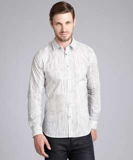   Paul Smith black faded stripe cotton point collar long sleeve shirt