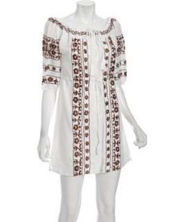Letarte white cotton embroidered tunic coverup  