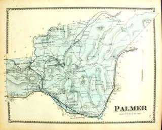 Antique Map Palmer MA Massachusetts  