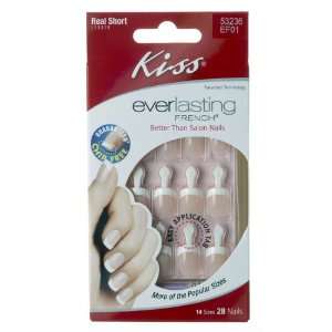  Kiss Nails Everlasting French Real Short (2 Pack) Beauty