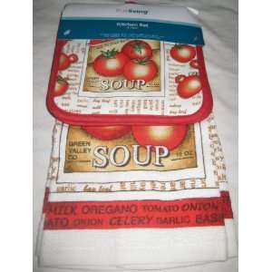   Piece Tomato Soup Kitchen Towel Set with Pot Holders