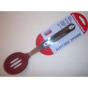   Red Stainless Steel Nylon Slotted Spoon 