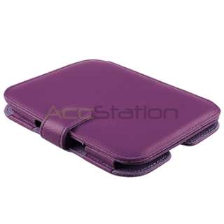 Purple Leather Cover Case+LCD Screen Protector For Nook Simple Touch 