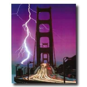  Golden Gate Bridge Lightning Storm Landscape Picture Art 
