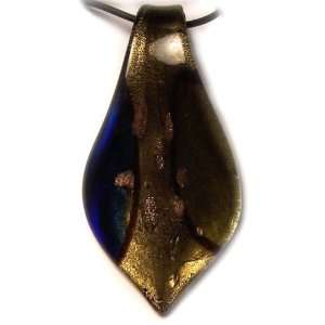    Murano art glass pendant necklace, leaf, Y48 