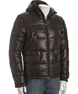 Prada dark brown quilted nylon hooded zip jacket   