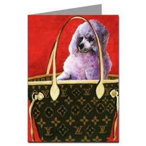  Toy Poodle in Louis Vuitton Inspired Handbag Notecard Set 