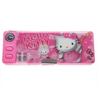 Plastic Hello Kitty Pencil Box With Compass School sharpener Two 