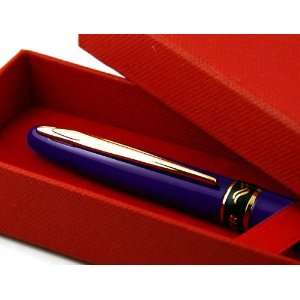   Dark Purple Golden Carved Ring Roller Ball Pen