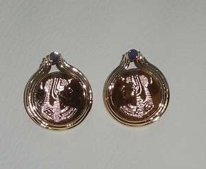 Franklin Mint Cleopatra Coin Pierced Earrings NIB COA  