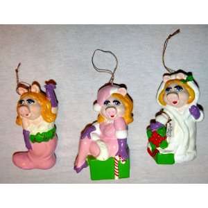 Miss Piggy Christmas Ornament Set of 3   1981 Sigma Hand Painted