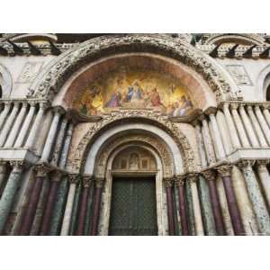 Carvings and Facade Mosaics on the Basilica San Marco, Venice, Italy 