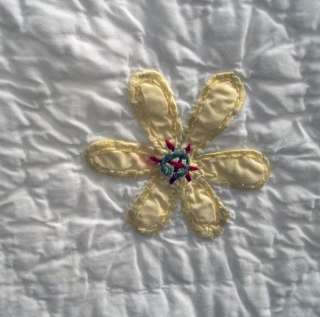 POTTERY BARN 200TC COTTON HAND STITCHES EMBROIDERED APPLIQUE QUILT 