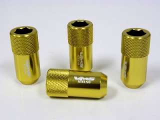 20PC TUNER HEX STYLE RACING LUG NUTS 12X1.5 GOLD YELLOW  