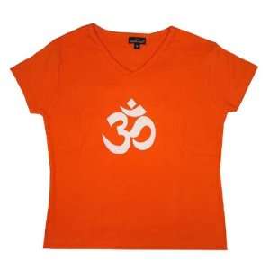  Medium Orange OM AUM Yoga Hindu Meditation 100% Cotton T 