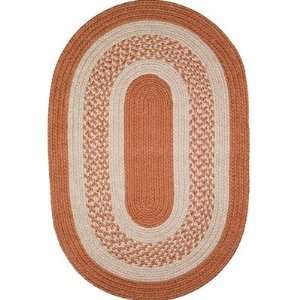   Durable Coral Racetrack Braided Oval Rug Size 2 x 3