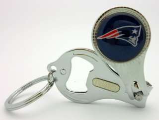   Patriots NFL Football Team 3 In 1 Bottle Opener Keychain Nail Clip