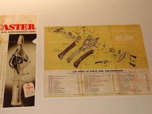   Hurd Super Caster Rod Reel Antique Part List Copy 2 Sheets  