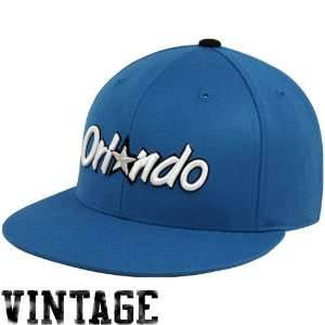 Mitchell & Ness Orlando Magic Royal Blue Vintage Logo Flat Bill Fitted 